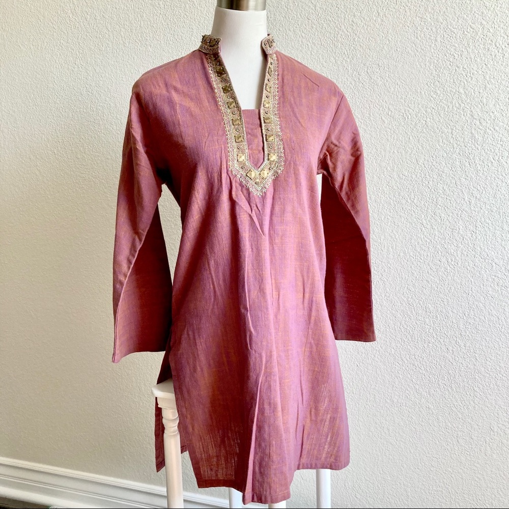 VINTAGE INDIA Large Kameez Tunic w/ Metal Sequins